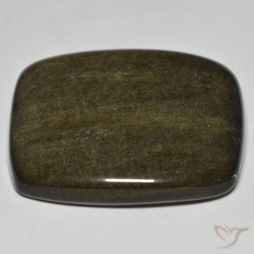 Obsidienne Noir avec reflets dorés naturelle Coussin, 35.04 ct, Opaque