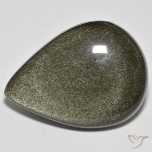 Obsidienne Noir avec reflets dorés naturelle En forme de poire, 23.49 ct, Opaque