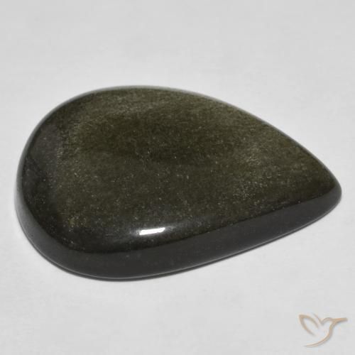 Obsidienne Noir avec reflets dorés naturelle En forme de poire, 23.49 ct, Opaque