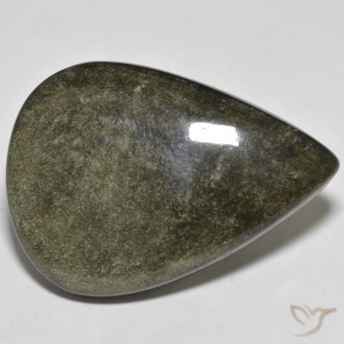 Obsidienne Noir avec reflets dorés naturelle En forme de poire, 34.05 ct, Opaque