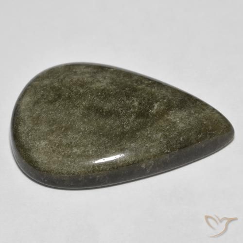 Obsidienne Noir avec reflets dorés naturelle En forme de poire, 34.05 ct, Opaque