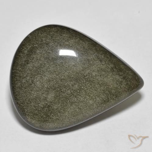 19.50ct Naturel Noir avec reflets dorés Obsidienne, En forme de poire, Opaque