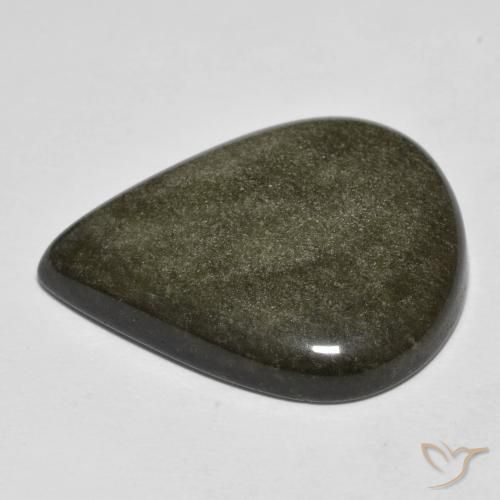 Obsidienne Noir avec reflets dorés naturelle En forme de poire, 19.50 ct, Opaque