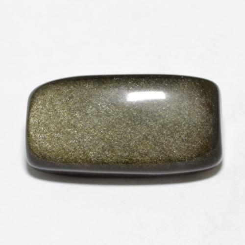 Obsidienne noir avec reflets dorés naturelle coupe coussin, 9,48 ct, opaque