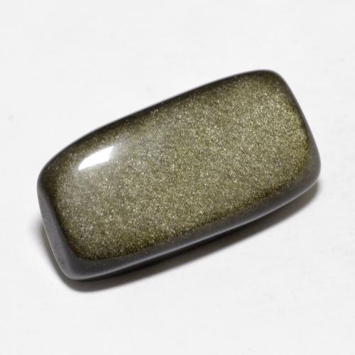 Obsidienne noir avec reflets dorés naturelle coupe coussin, 9,48 ct, opaque