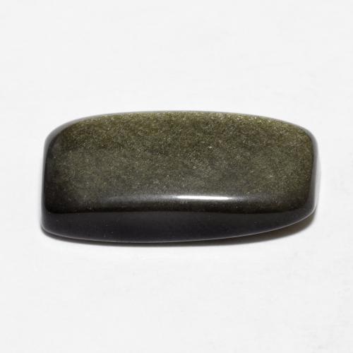Obsidienne noir avec reflets dorés naturelle coupe coussin, 9,48 ct, opaque