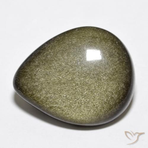 Obsidienne Noir avec reflets dorés naturelle En forme de poire, 14.20 ct, Opaque