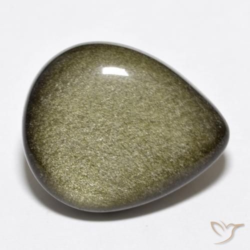 Obsidienne Noir avec reflets dorés naturelle En forme de poire, 14.20 ct, Opaque