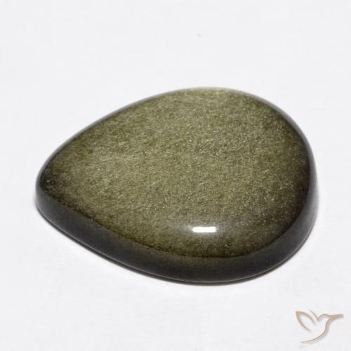 Obsidienne Noir avec reflets dorés naturelle En forme de poire, 14.20 ct, Opaque
