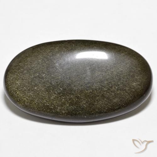 18.78ct Naturel Noir avec reflets dorés Obsidienne, ovale, Opaque