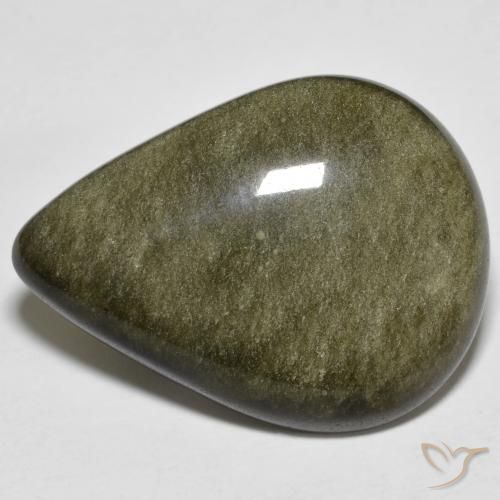 21.44ct Naturel Noir avec reflets dorés Obsidienne, En forme de poire, Opaque