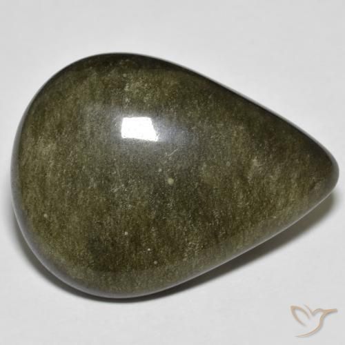 Obsidienne Noir avec reflets dorés naturelle En forme de poire, 21.44 ct, Opaque