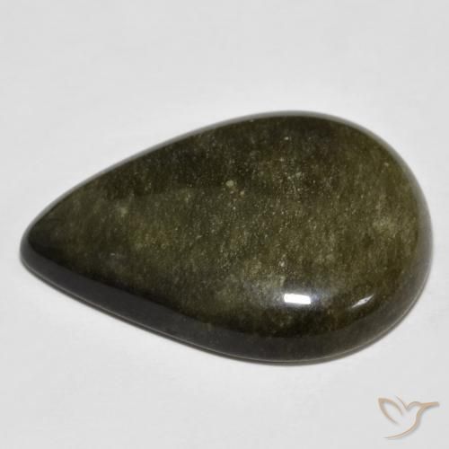 Obsidienne Noir avec reflets dorés naturelle En forme de poire, 21.44 ct, Opaque