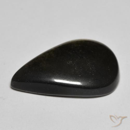 Obsidienne Noir avec reflets dorés naturelle En forme de poire, 11.01 ct, Opaque