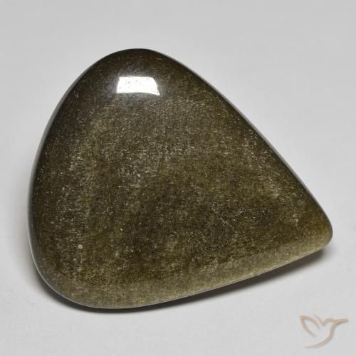 17.61ct Naturel Noir avec reflets dorés Obsidienne, En forme de poire, Opaque