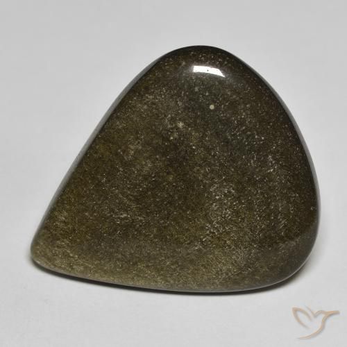 Obsidienne Noir avec reflets dorés naturelle En forme de poire, 17.61 ct, Opaque
