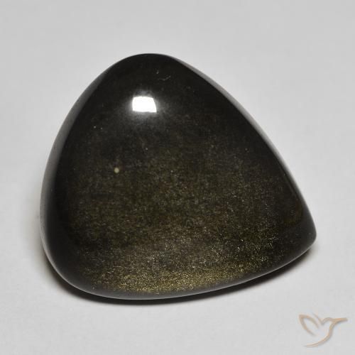 20.17ct Naturel Noir avec reflets dorés Obsidienne, En forme de poire, Opaque