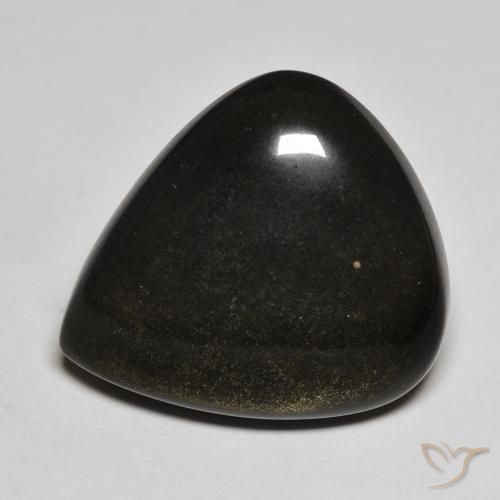 Obsidienne Noir avec reflets dorés naturelle En forme de poire, 20.17 ct, Opaque