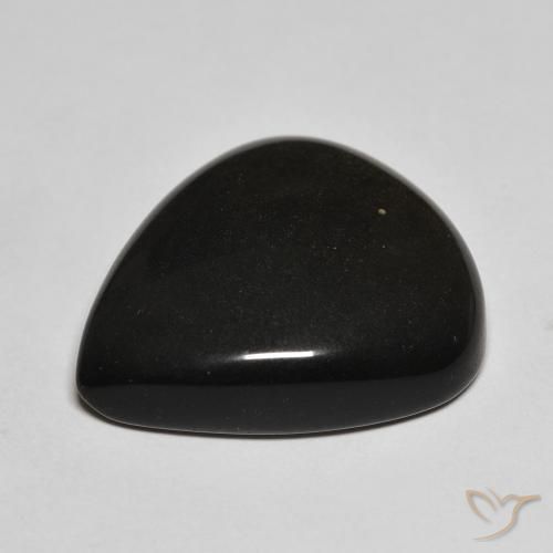 Obsidienne Noir avec reflets dorés naturelle En forme de poire, 20.17 ct, Opaque
