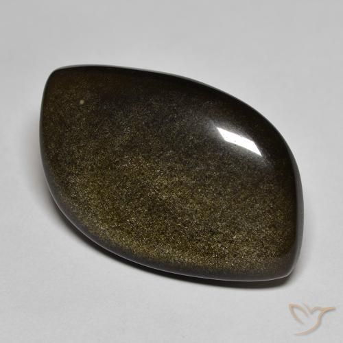 Obsidienne Noir avec reflets dorés naturelle Fantaisie, 17.74 ct, Opaque