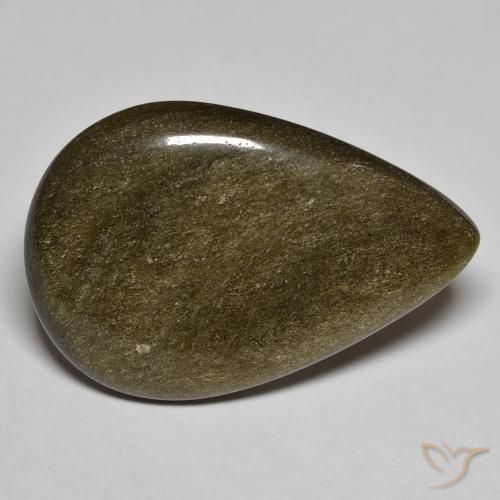 13.36ct Naturel Noir avec reflets dorés Obsidienne, En forme de poire, Opaque