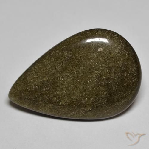 Obsidienne Noir avec reflets dorés naturelle En forme de poire, 13.36 ct, Opaque