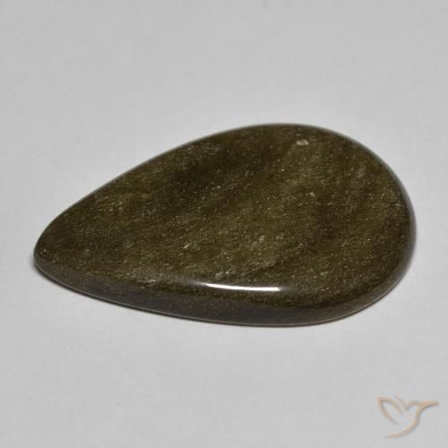Obsidienne Noir avec reflets dorés naturelle En forme de poire, 13.36 ct, Opaque
