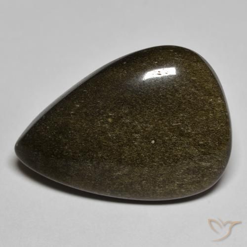 Obsidienne Noir avec reflets dorés naturelle En forme de poire, 20.02 ct, Opaque