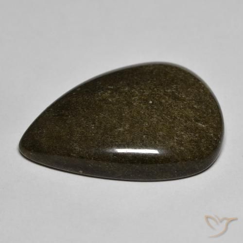 Obsidienne Noir avec reflets dorés naturelle En forme de poire, 20.02 ct, Opaque