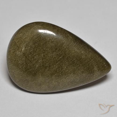 15.24ct Naturel Noir avec reflets dorés Obsidienne, En forme de poire, Opaque