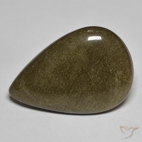 Obsidienne Noir avec reflets dorés naturelle En forme de poire, 15.24 ct, Opaque