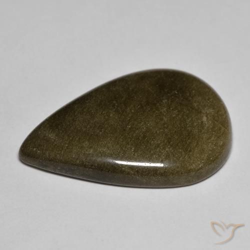 Obsidienne Noir avec reflets dorés naturelle En forme de poire, 15.24 ct, Opaque