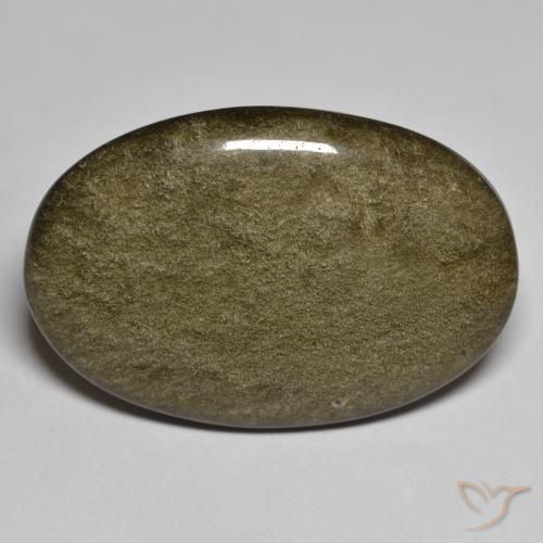 30.83ct Naturel Noir avec reflets dorés Obsidienne, ovale, Opaque