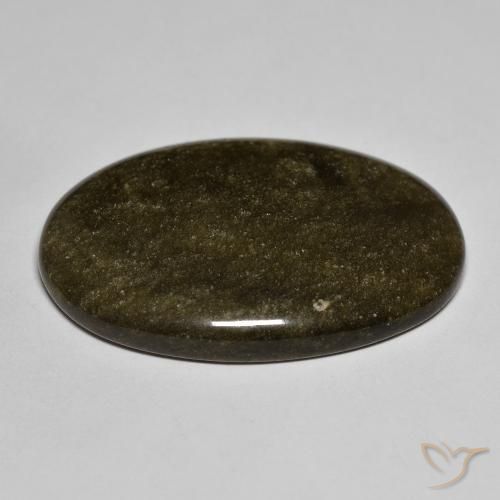 Obsidienne Noir avec reflets dorés naturelle ovale, 30.83 ct, Opaque