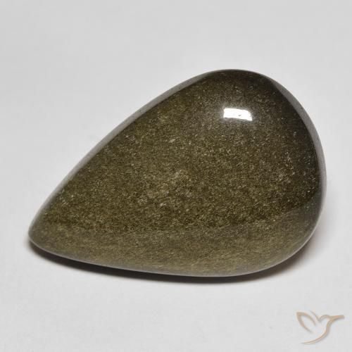 14.32ct Naturel Noir avec reflets dorés Obsidienne, En forme de poire, Opaque