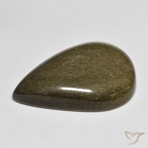 Obsidienne Noir avec reflets dorés naturelle En forme de poire, 14.32 ct, Opaque