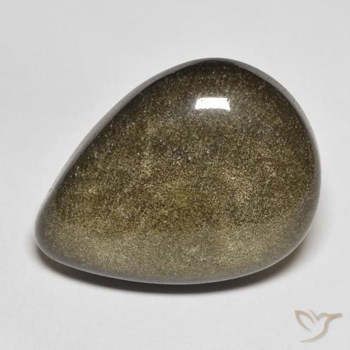 17.02ct Naturel Noir avec reflets dorés Obsidienne, En forme de poire, Opaque