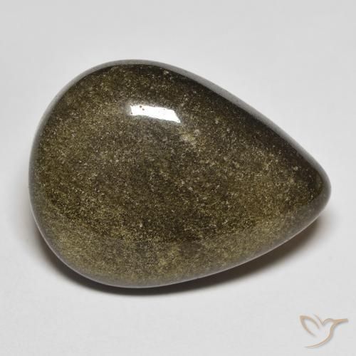 Obsidienne Noir avec reflets dorés naturelle En forme de poire, 17.02 ct, Opaque