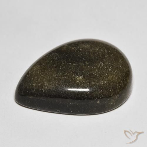 Obsidienne Noir avec reflets dorés naturelle En forme de poire, 17.02 ct, Opaque