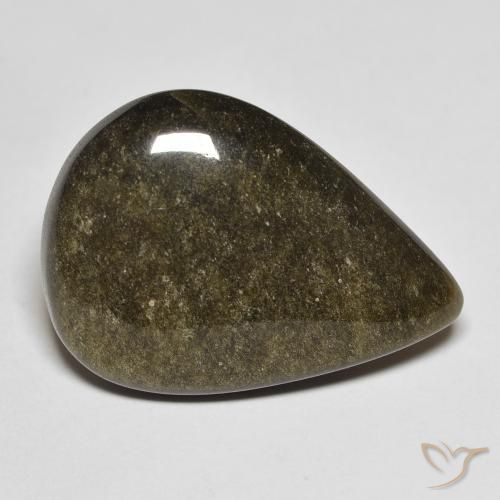 Obsidienne Noir avec reflets dorés naturelle En forme de poire, 13.21 ct, Opaque