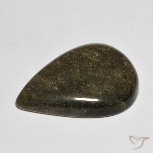 Obsidienne Noir avec reflets dorés naturelle En forme de poire, 13.21 ct, Opaque