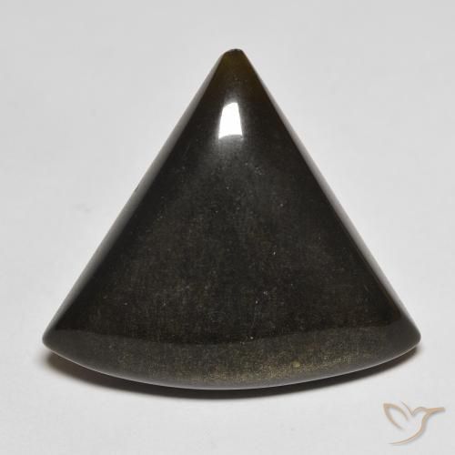 Obsidienne Noir avec reflets dorés naturelle Trillion, 17.64 ct, Opaque