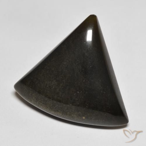 Obsidienne Noir avec reflets dorés naturelle Trillion, 17.64 ct, Opaque