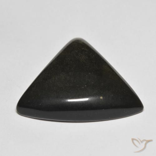 Obsidienne Noir avec reflets dorés naturelle Trillion, 17.64 ct, Opaque