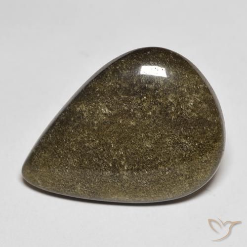 Obsidienne Noir avec reflets dorés naturelle En forme de poire, 9.59 ct, Opaque