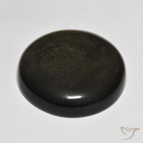 Obsidienne Noir avec reflets dorés naturelle Coupe roude, 30.14 ct, Opaque