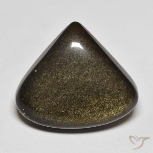 18.52ct Naturel Noir avec reflets dorés Obsidienne, En forme de poire, Opaque