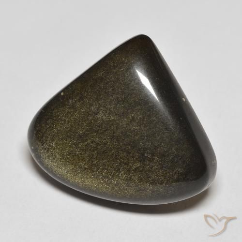 Obsidienne Noir avec reflets dorés naturelle En forme de poire, 18.52 ct, Opaque
