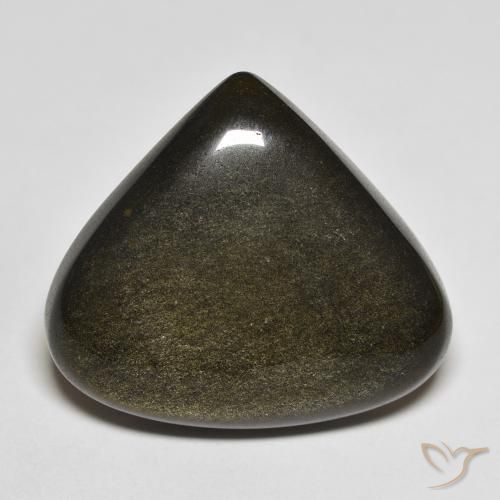 19.38ct Naturel Noir avec reflets dorés Obsidienne, En forme de poire, Opaque