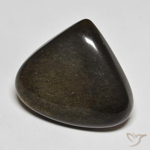 Obsidienne Noir avec reflets dorés naturelle En forme de poire, 19.38 ct, Opaque